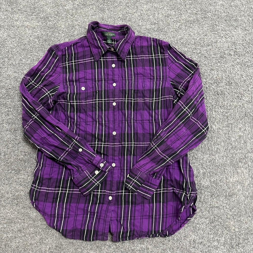 Lauren Ralph Lauren Shirt Womens Size L Purple Plaid Button Down Long Sleeve LRL
